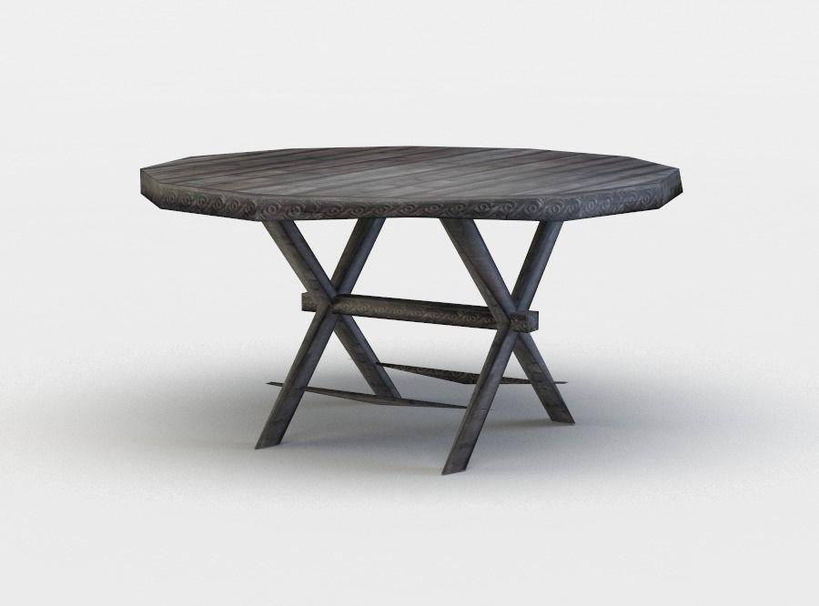 Tavern table Low-poly 3D model_1