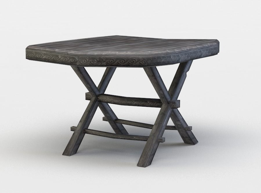 Tavern table Low-poly 3D model_1