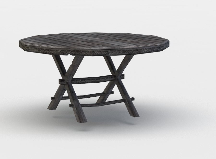 Tavern table Low-poly 3D model_2