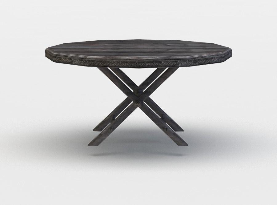 Tavern table Low-poly 3D model_0