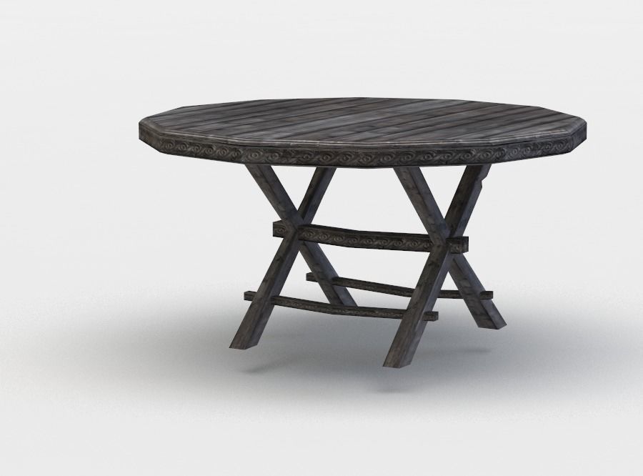 Tavern table Low-poly 3D model_1