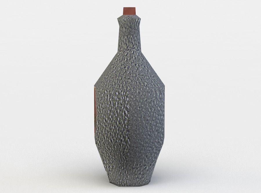 Bottle with rooster Low-poly 3D model_1