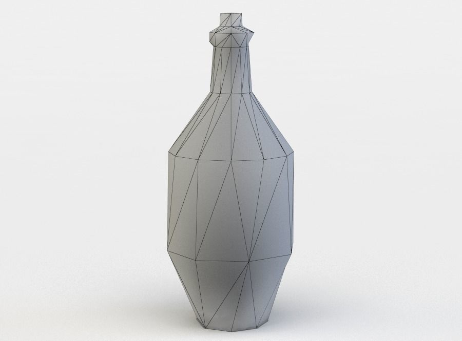 Bottle with rooster Low-poly 3D model_3