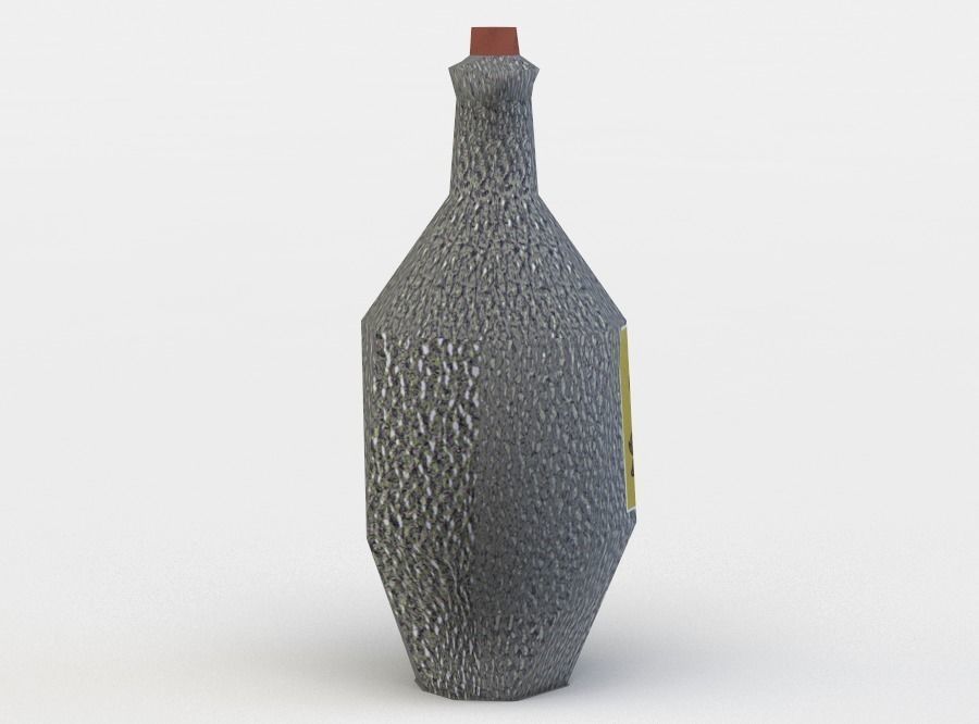 Bottle with rooster Low-poly 3D model_2
