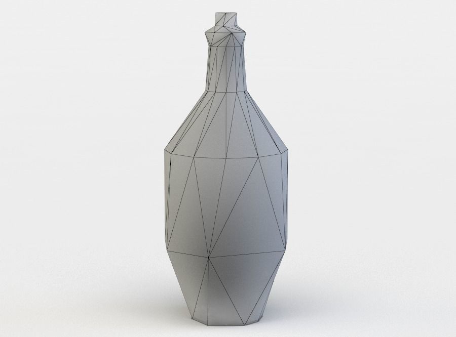 Bottle with rooster Low-poly 3D model_4