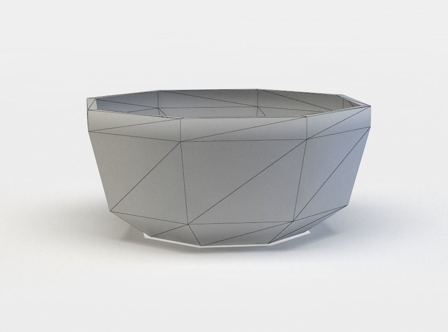 Plate octagon planter Low-poly 3D model_5