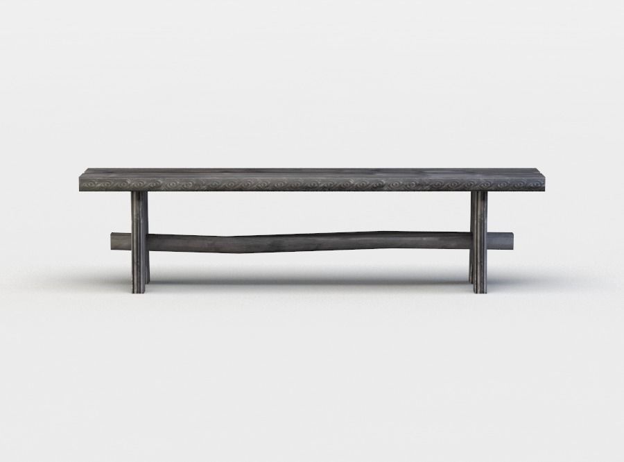 Tavern bench Low-poly 3D model_0