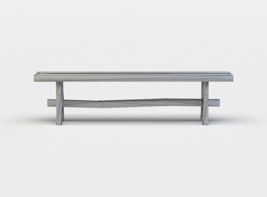 Tavern bench Low-poly 3D model_3