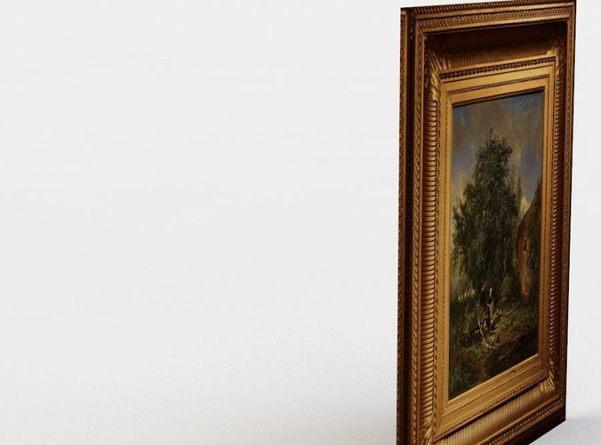 Painting in gold frame