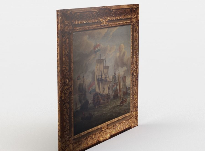 Painting of ships in sea