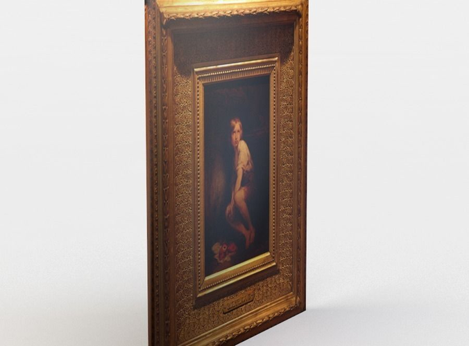 Painting child in ornate frame