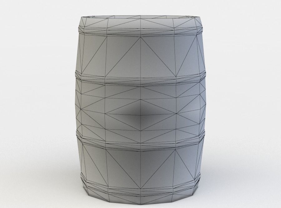 Barrel wooden Low-poly 3D model_5