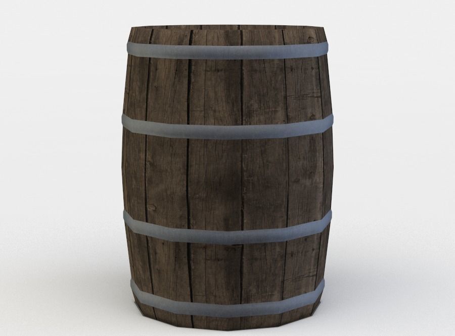 Barrel wooden Low-poly 3D model_2