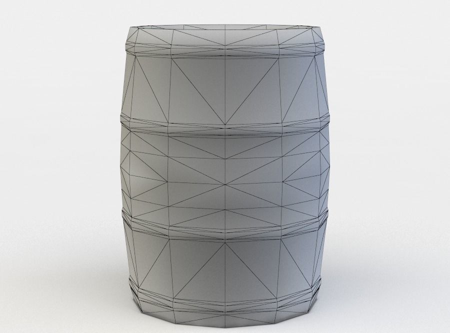Barrel wooden Low-poly 3D model_3