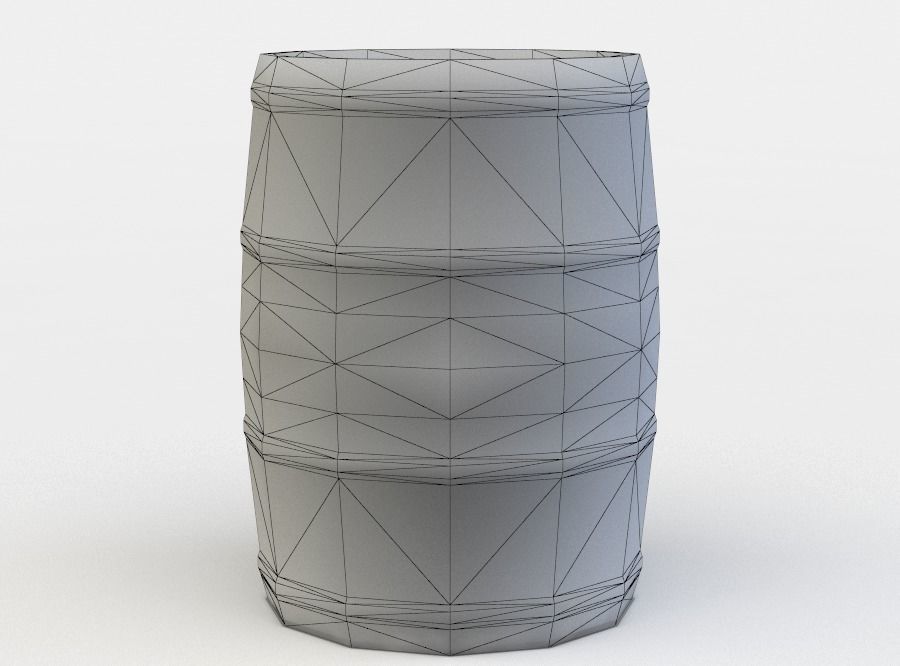 Barrel wooden Low-poly 3D model_4
