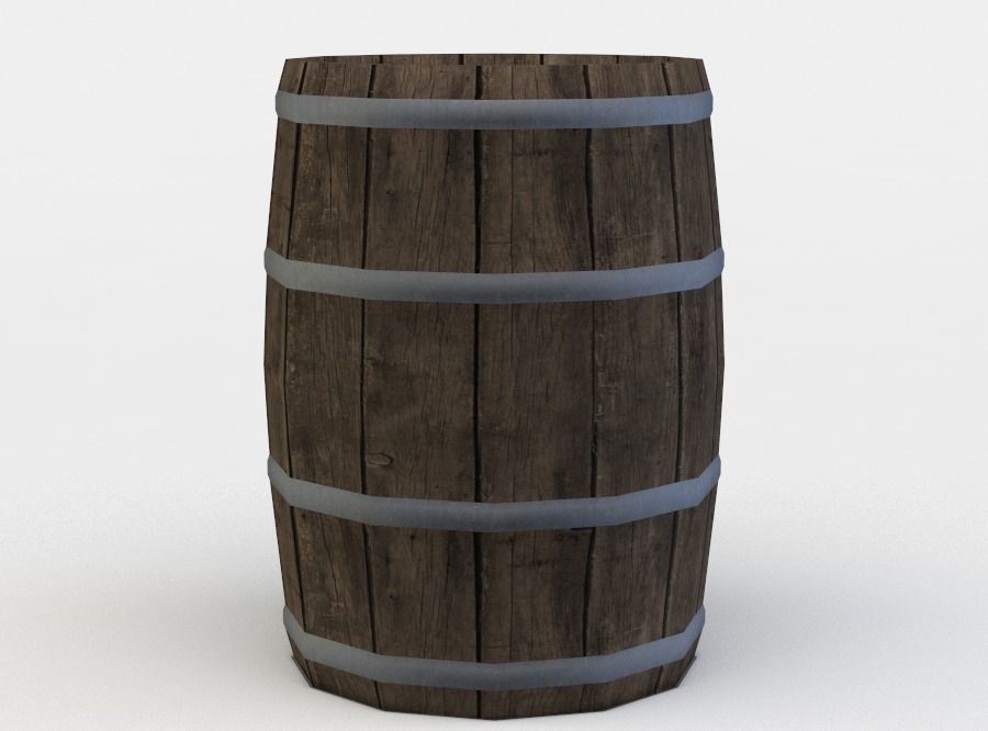 Barrel wooden Low-poly 3D model_0
