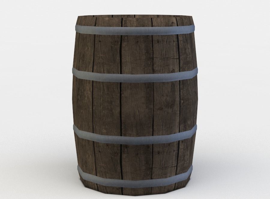 Barrel wooden Low-poly 3D model_1