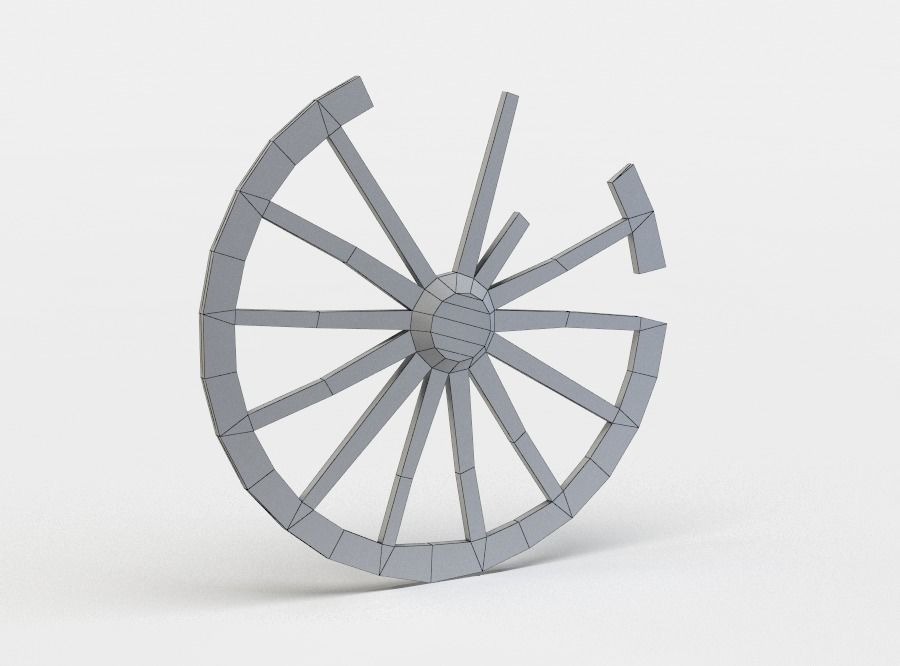 Damaged wheel Low-poly 3D model_5