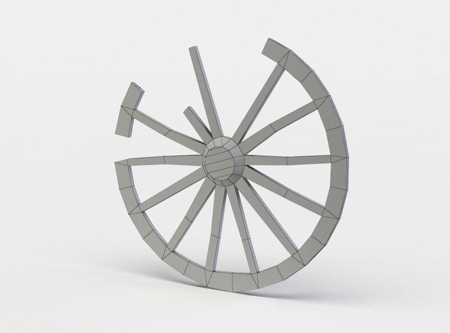 Damaged wheel Low-poly 3D model_4