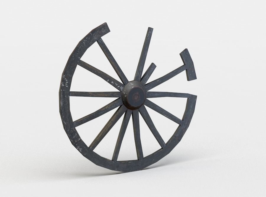 Damaged wheel Low-poly 3D model_2