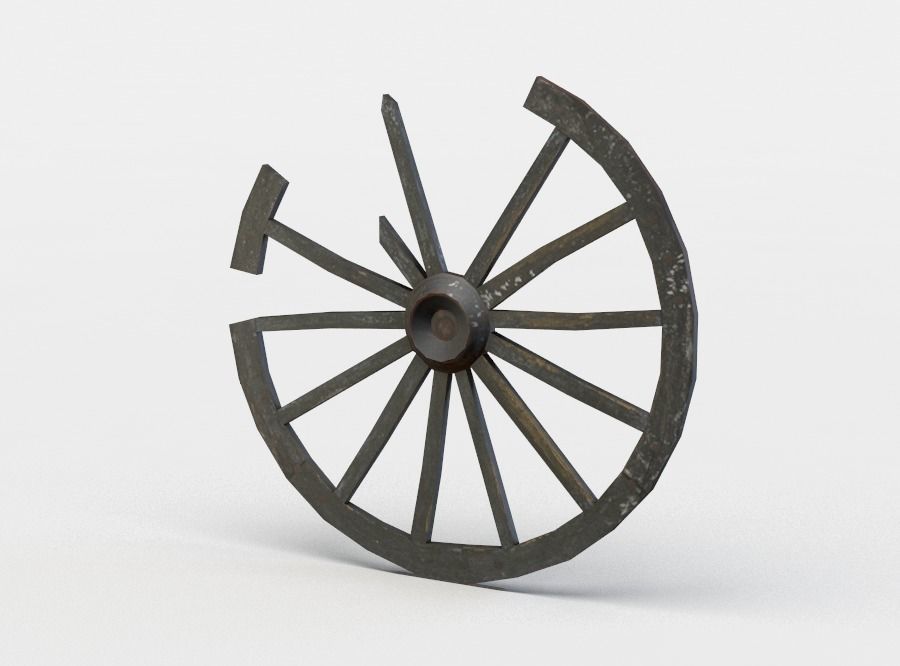 Damaged wheel Low-poly 3D model_1