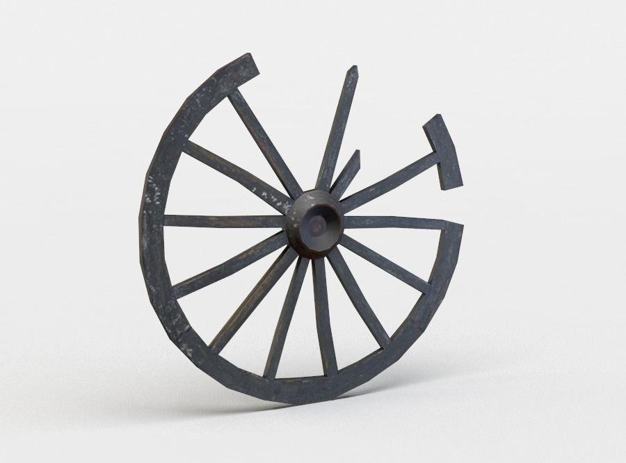 Damaged wheel Low-poly 3D model_2