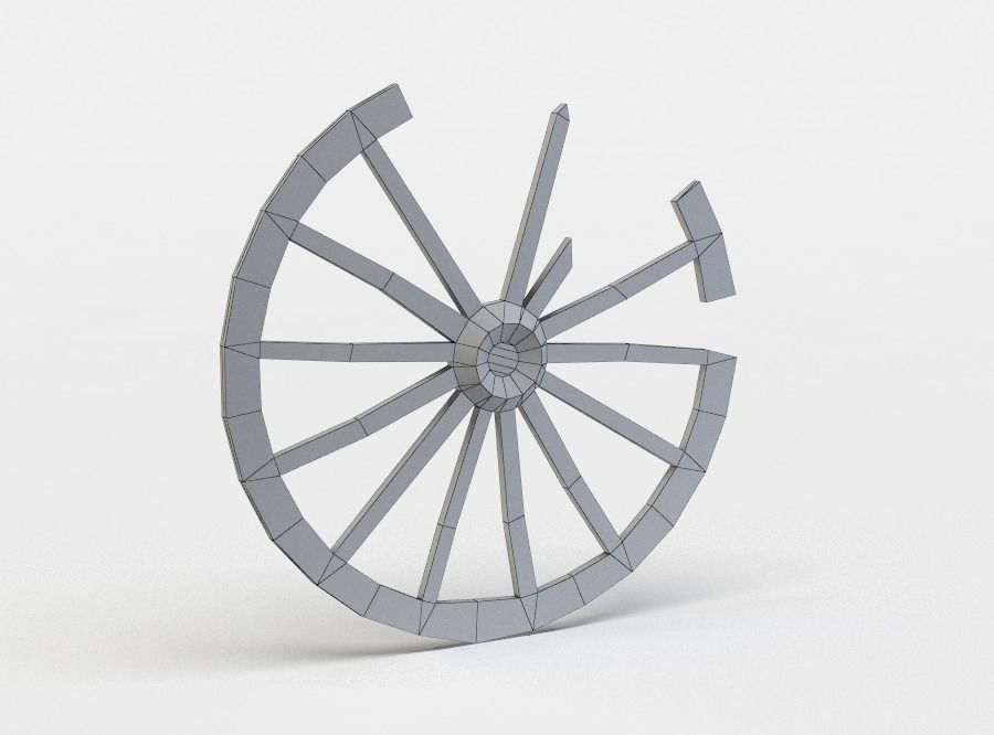 Damaged wheel Low-poly 3D model_5