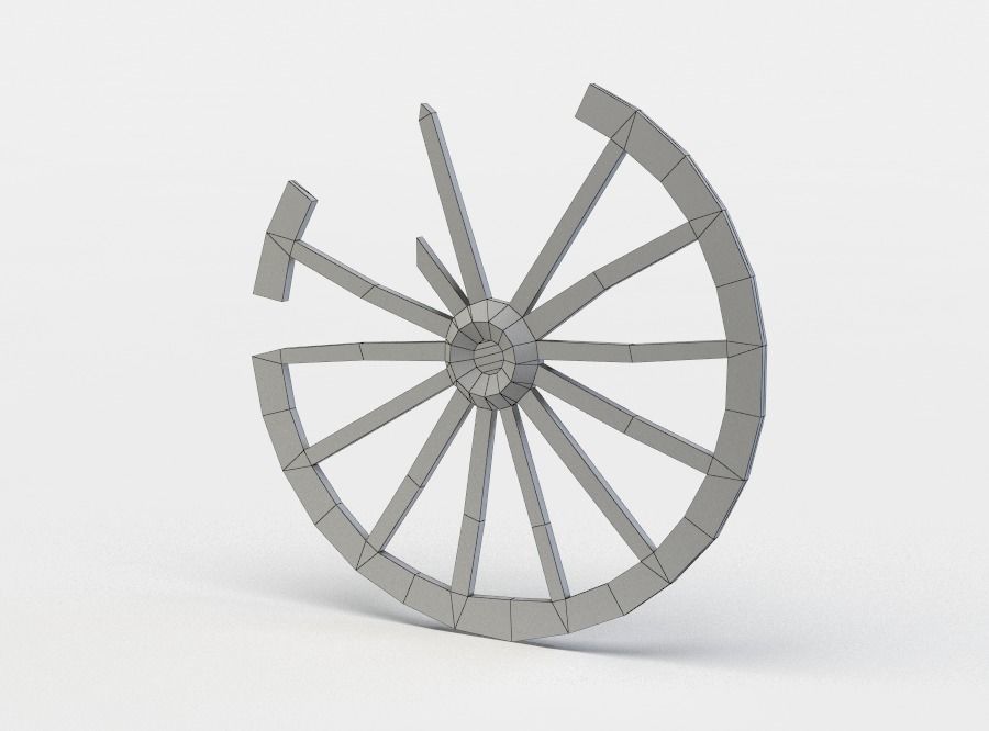Damaged wheel Low-poly 3D model_4