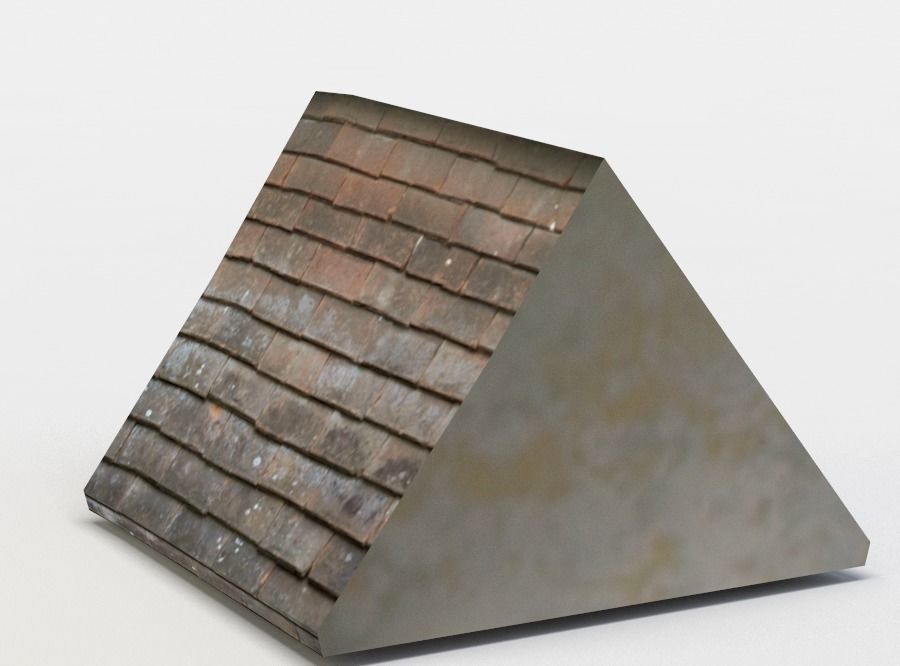 Dormer cottage with roof Low-poly 3D model_2