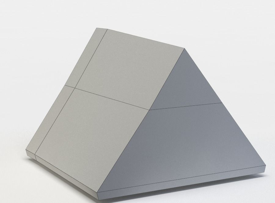 Dormer cottage with roof Low-poly 3D model_5