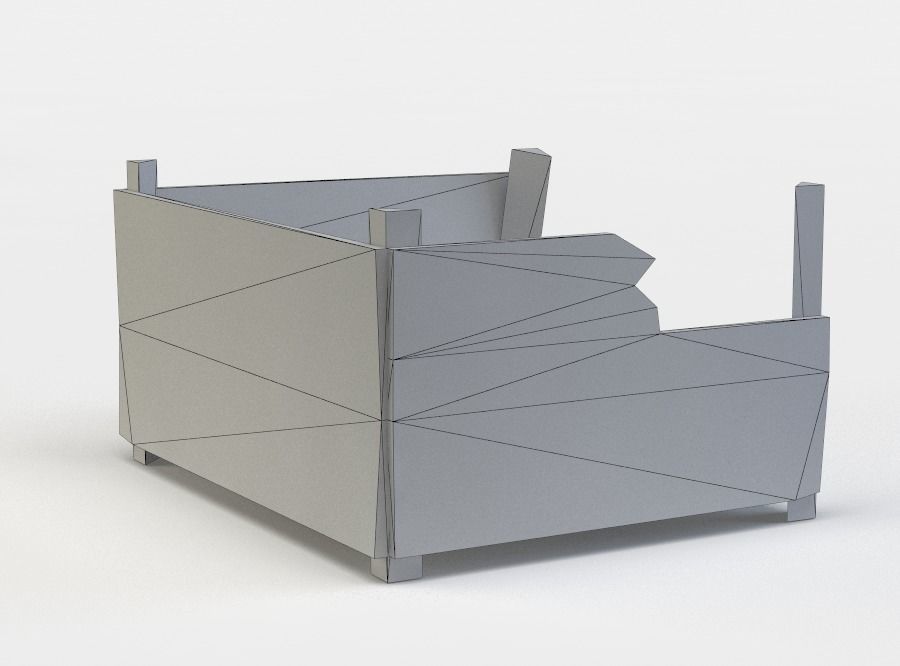 Damaged wooden storage Low-poly 3D model_5