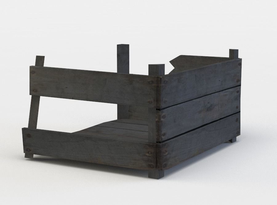 Damaged wooden storage Low-poly 3D model_1