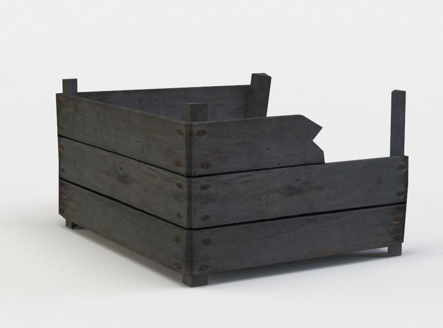 Damaged wooden storage Low-poly 3D model_2