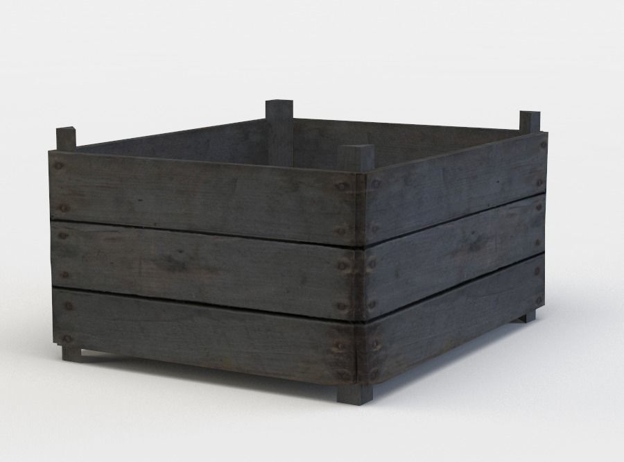 Wooden storage Low-poly 3D model_1