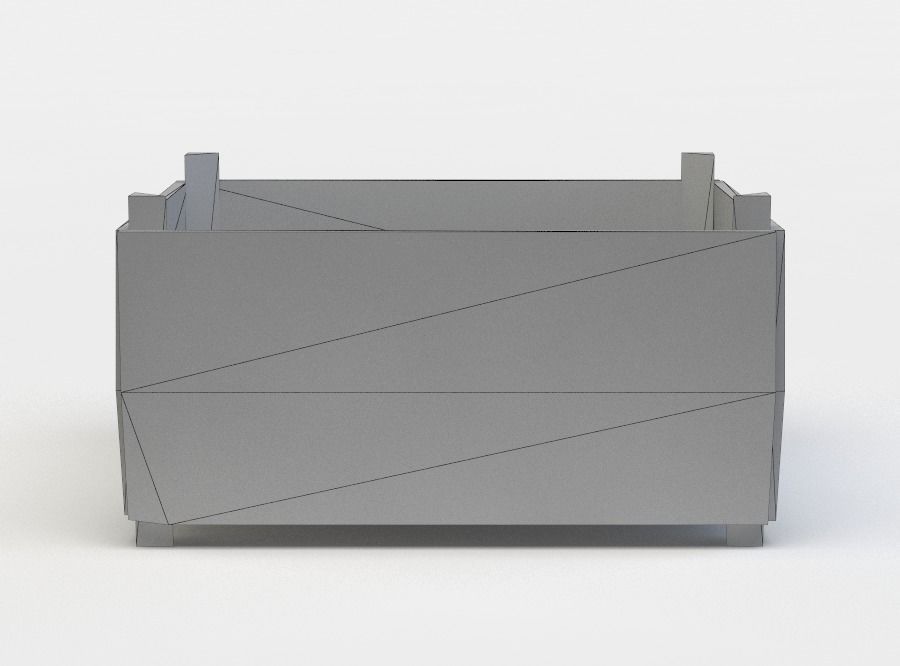 Wooden storage Low-poly 3D model_3