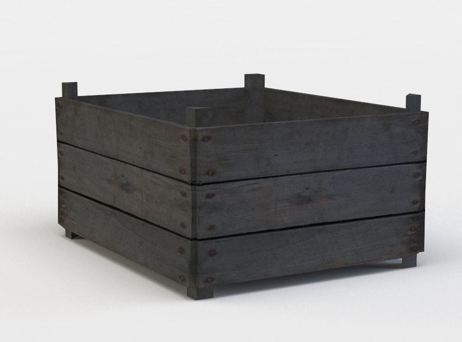 Wooden storage Low-poly 3D model_2