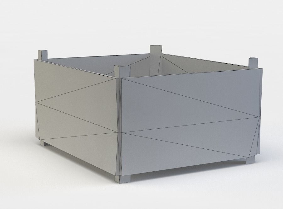 Wooden storage Low-poly 3D model_5