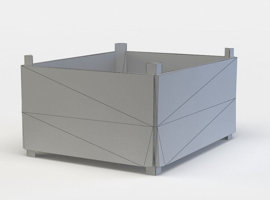 Wooden storage Low-poly 3D model_4