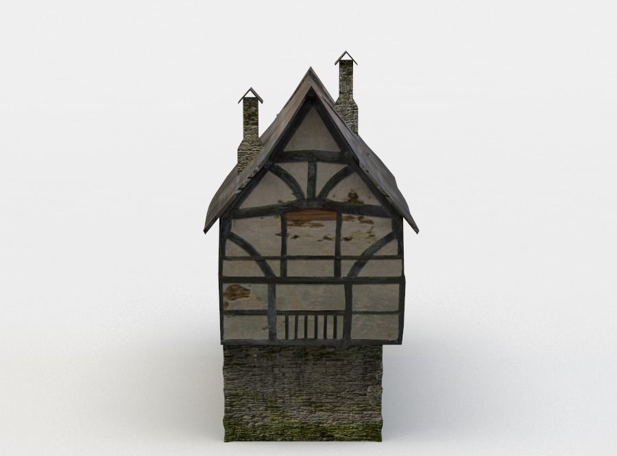 Damaged house Low-poly 3D model_0