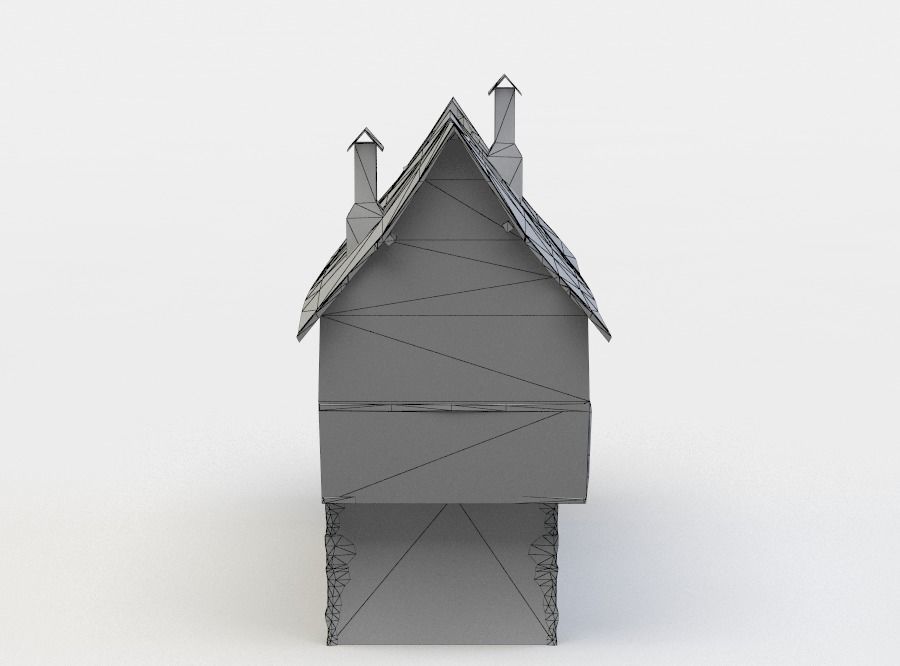 Damaged house Low-poly 3D model_3