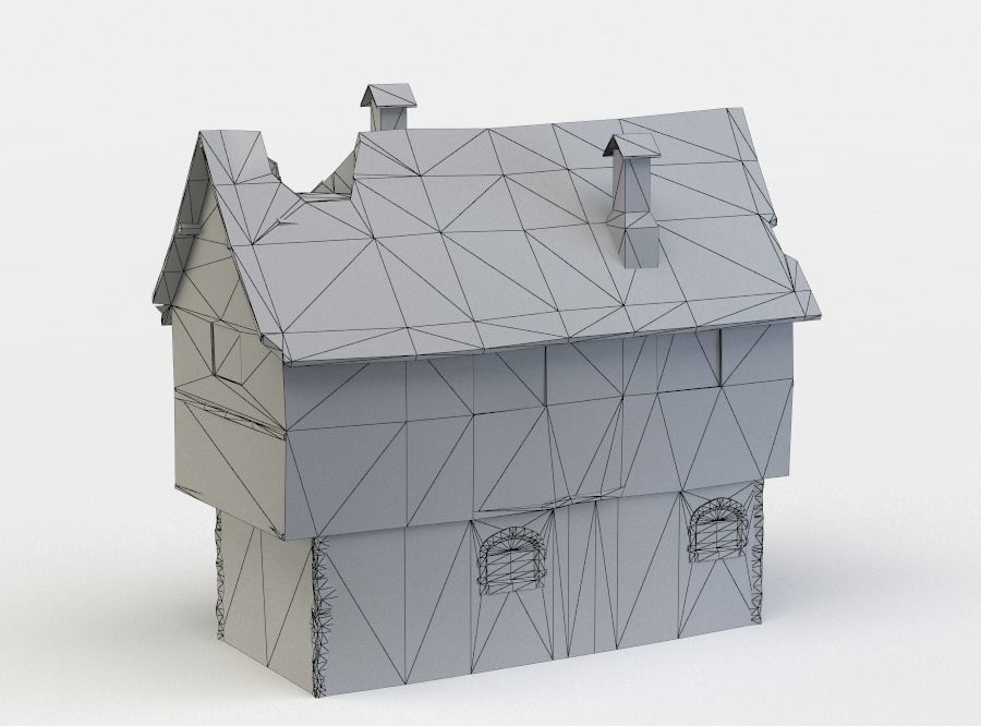Damaged house Low-poly 3D model_5