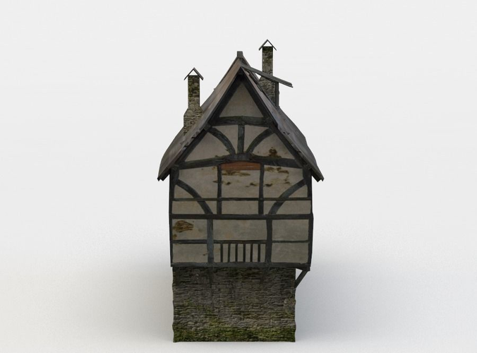 Broken house Low-poly 3D model