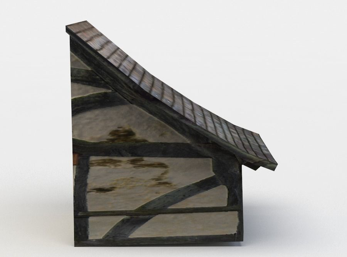 Dormer wooden house with roof Low-poly 3D model
