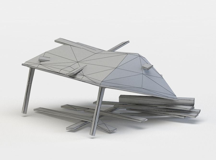 Shelter ruins Low-poly 3D model_5