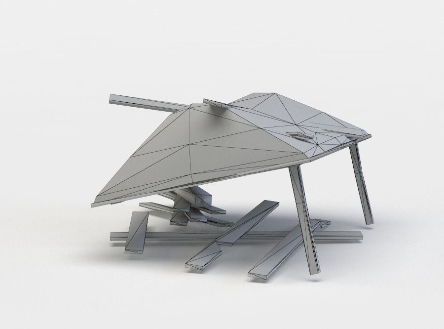 Shelter ruins Low-poly 3D model_4