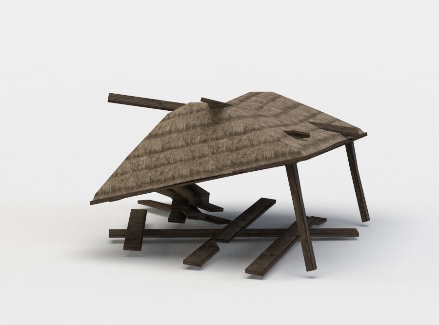 Shelter ruins Low-poly 3D model_1