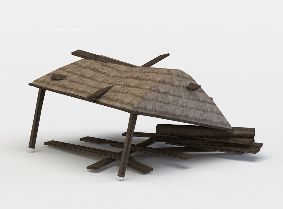 Shelter ruins Low-poly 3D model_2