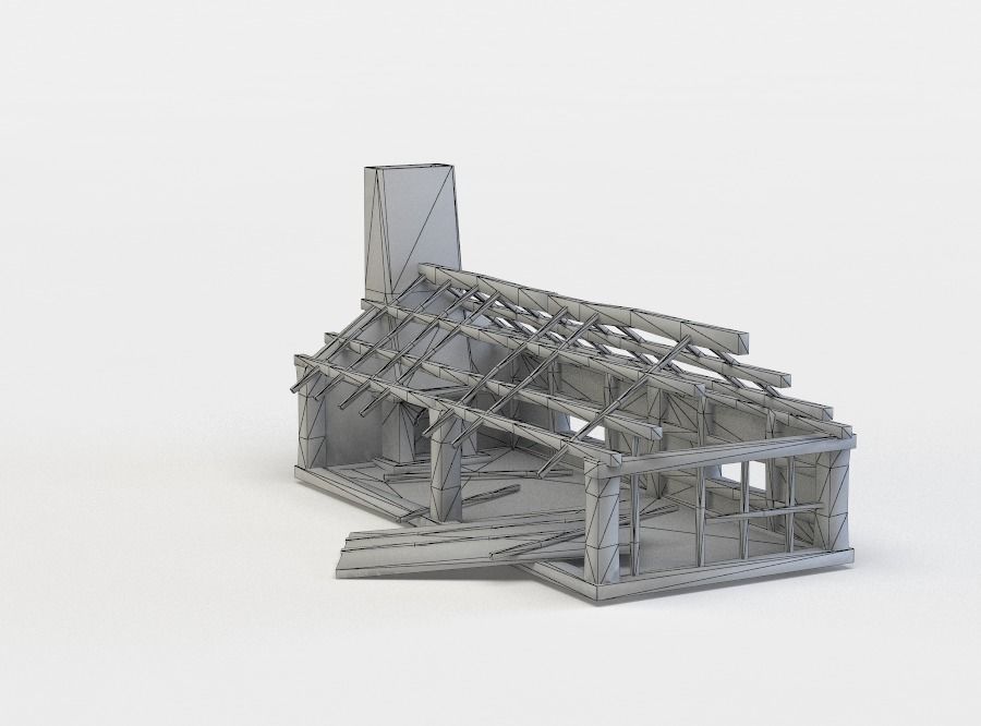 Building ruins Low-poly 3D model_5