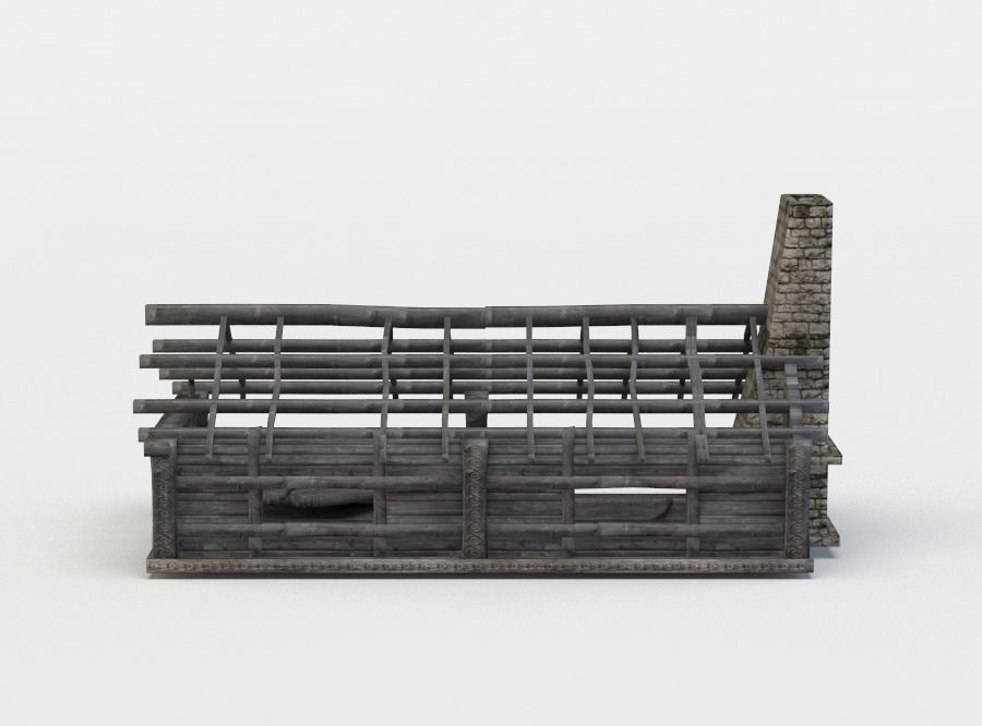 Building ruins Low-poly 3D model_0