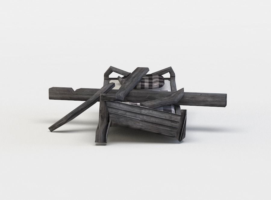 Bed ruins Low-poly 3D model